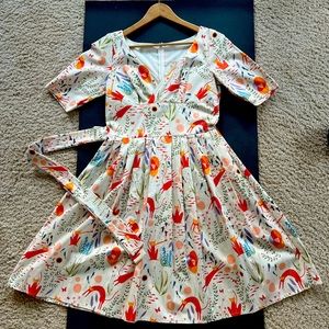 Adorable 50’s replica dress, size 12, bought in London, cute cat print